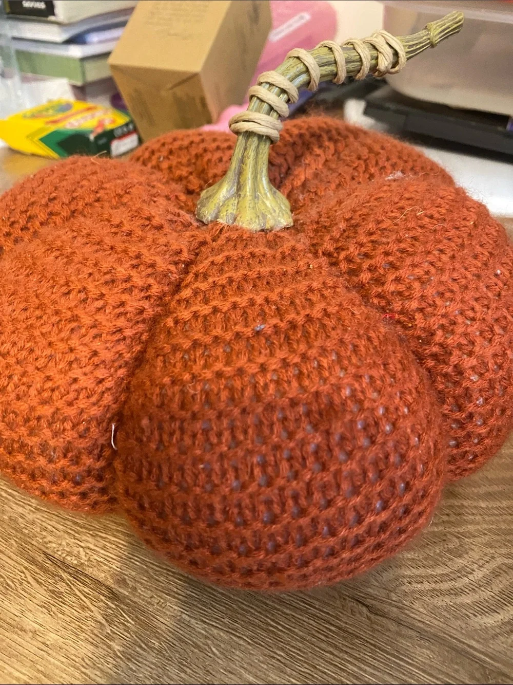 Kirklands Knit Decorative Pumpkins in Cream, Orange, Rust, Yellow